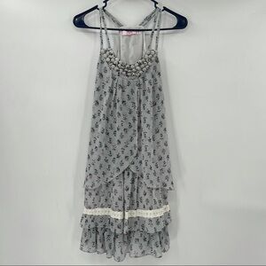 Blue Floral Ruffled Mini Dress